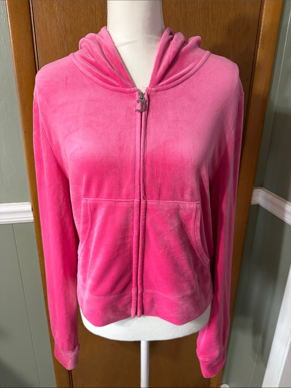Juicy Couture Set Hot Pink Velour Set Zip Hoodie, Pants Size XL
